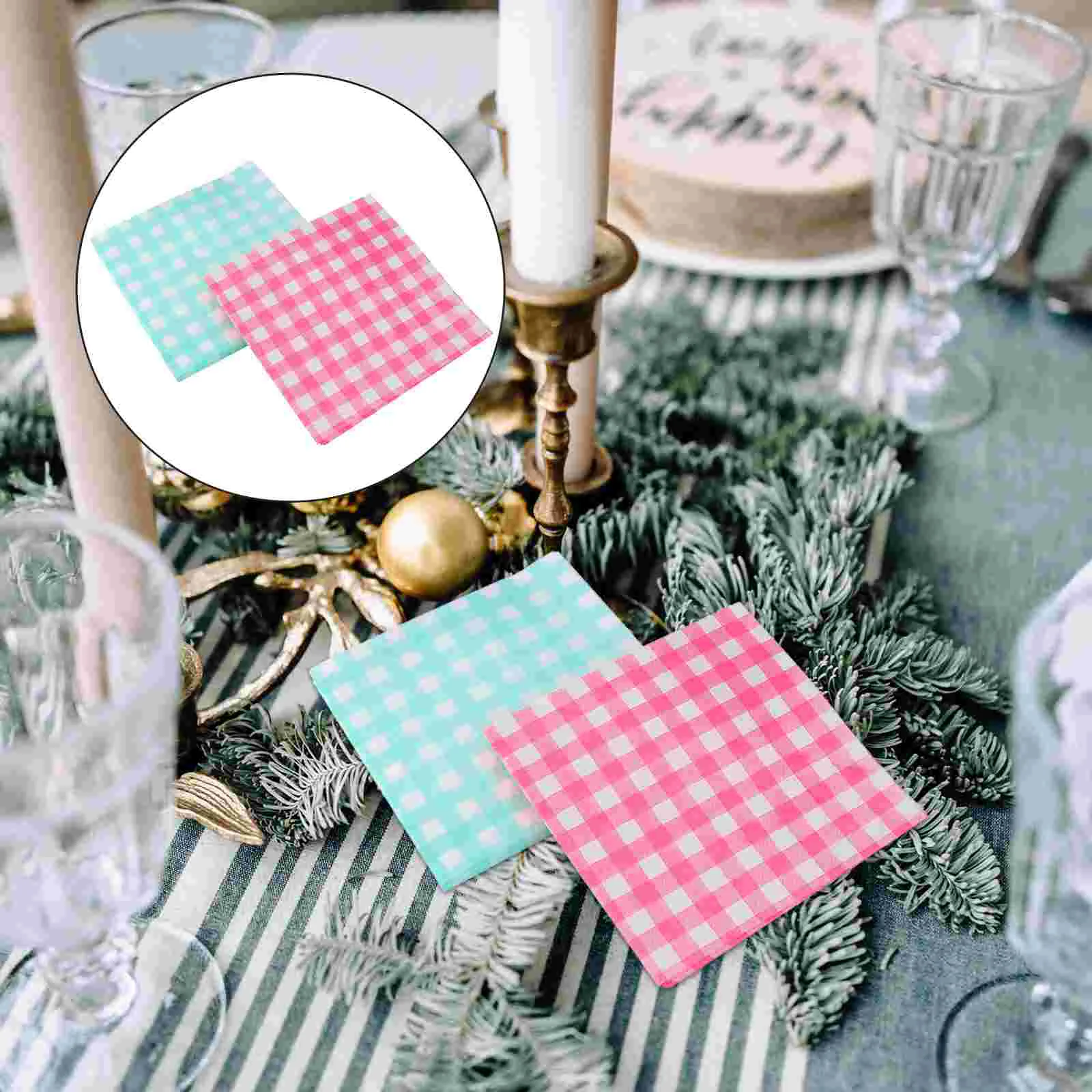 

80 Pcs Paper Napkin Grid Printing Napkins Party Decoration Tissue Disposable Supply Dining Table Home Picnic