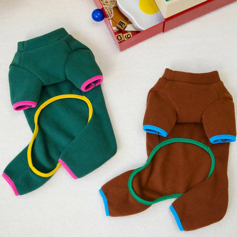 Пижамный комбинезон для кошек и собак зимняя флисовая одежда на 4 лапы теплый