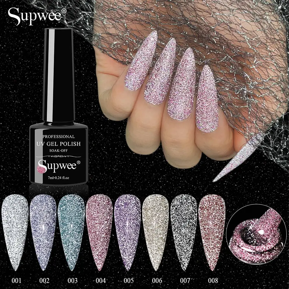 

SUPWEE 7ML Reflective Glitter Gel Nail Polish All For Manicure Shiny Effect Semi Permanent Soak Off UV Lamp Gel Varnish Nail Art