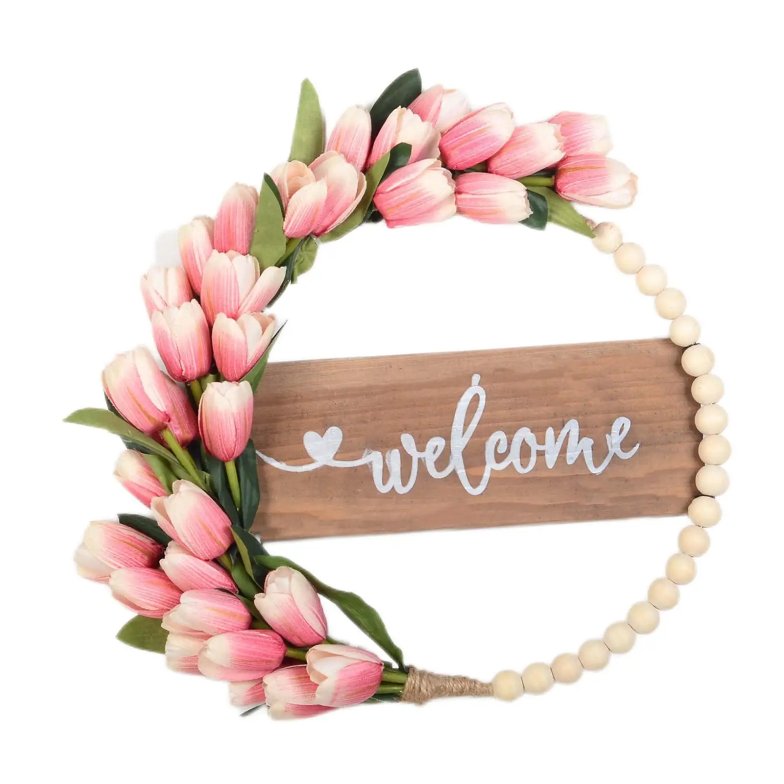 

Decorative Garland Round Artificial Wreath Flower Wreath Hello Door Signs for Celebration Outdoor Garden Home Office Backdrop