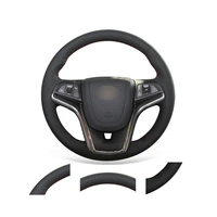 diy custom soft durable black genuine leather car steering wheel cover for chevrolet malibu 2013 2016