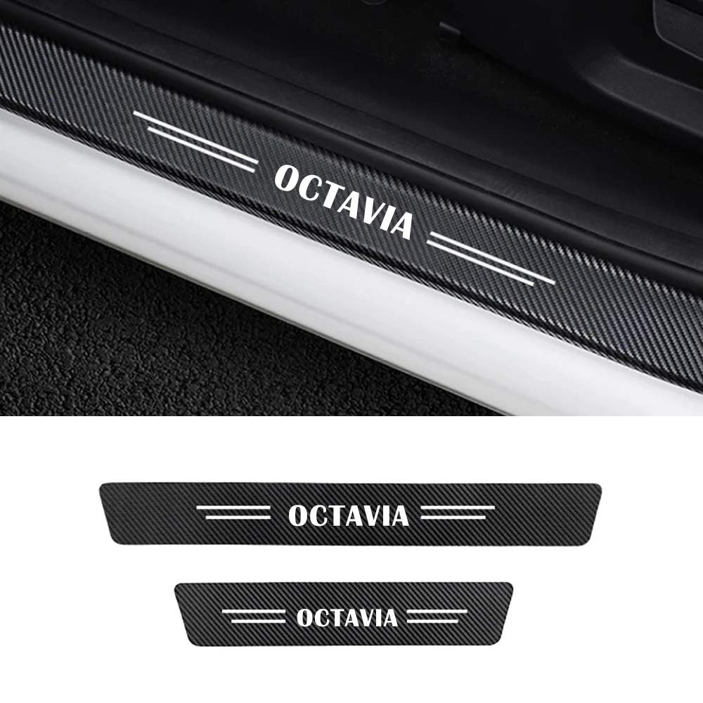 

4PCS Car Door Threshold Stickers Plate Sticker For Skoda Octavia A5 A7 A4 2 3 MK1 Skoda Fabia 1 2 3 Skoda Rapid Accessories
