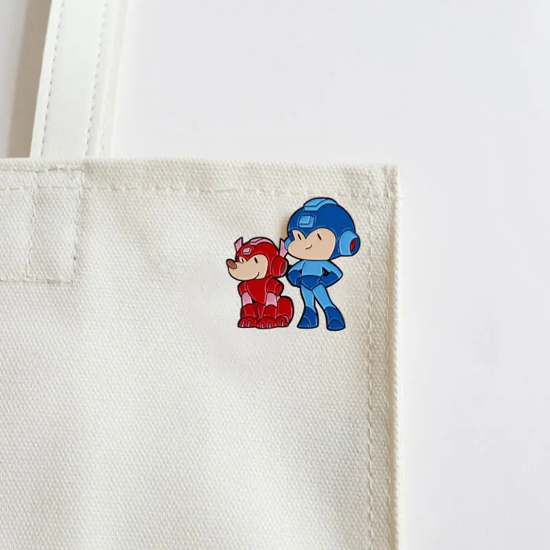 Эмалированная шпилька Mega-Man и Red Robot Dog для видеоигр значок вдохновения |