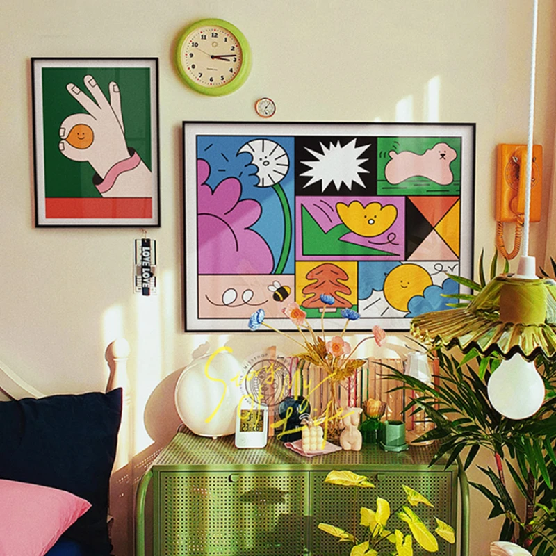 

Современная Минималистичная мультяшная Абстрактная живопись для гостиной роспись плакат роспись украшение живопись Домашний декор