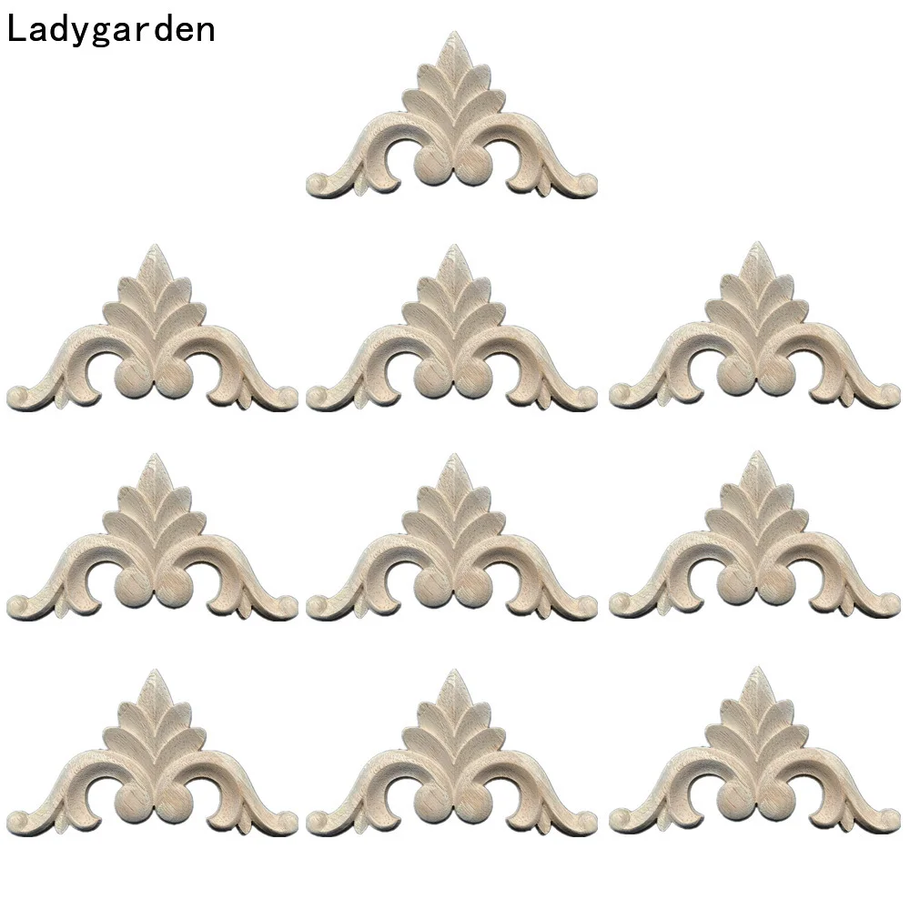 

Деревянная аппликация 4-12 см, 10 шт., резьба по дереву, дверь, натуральный изысканный цветочный деревянный декор для мебели, аксессуары
