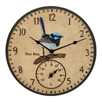 outdoor clock 12inch water resistant wall clocks with thermometer weather resistant blue wren decorative clock battery operated