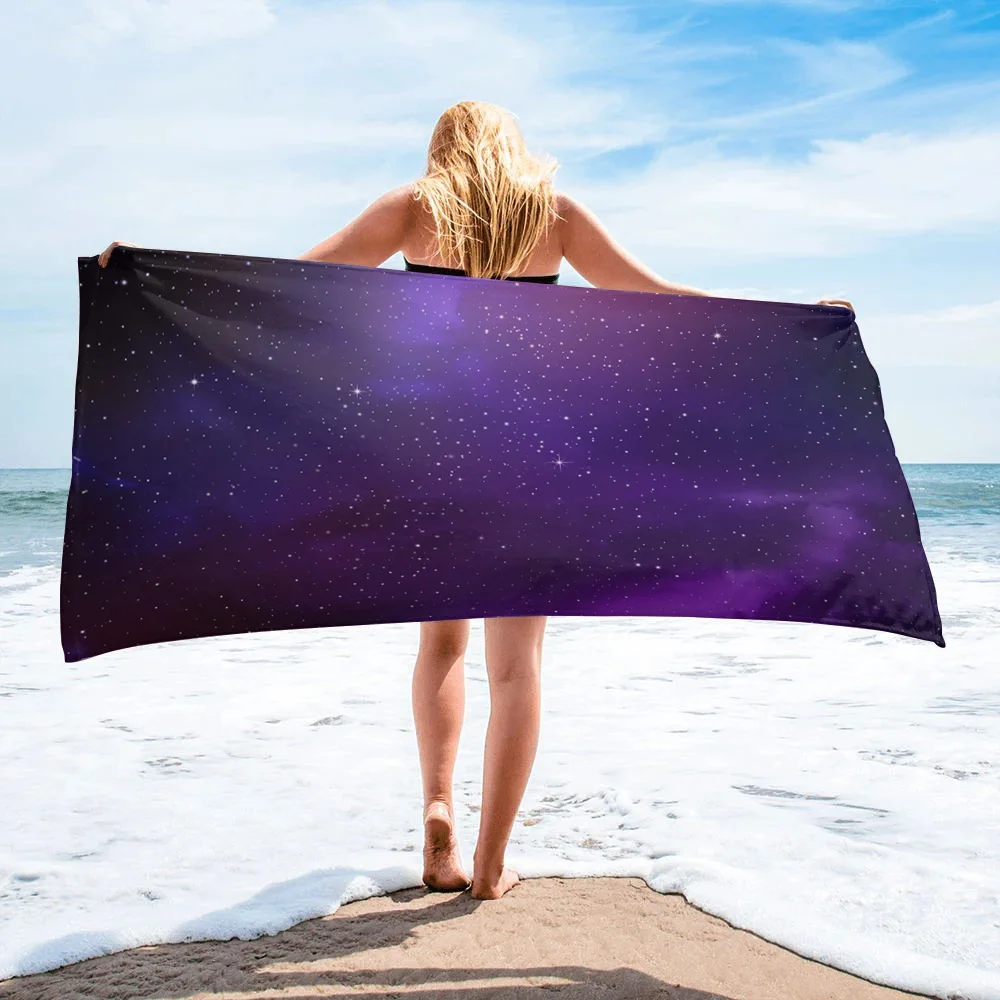 

Purple Galaxy Planet Bath Towel Absorbent Adult Large Beach Towels Face Hand Shower Towel For SPA Bathroom Washcloth