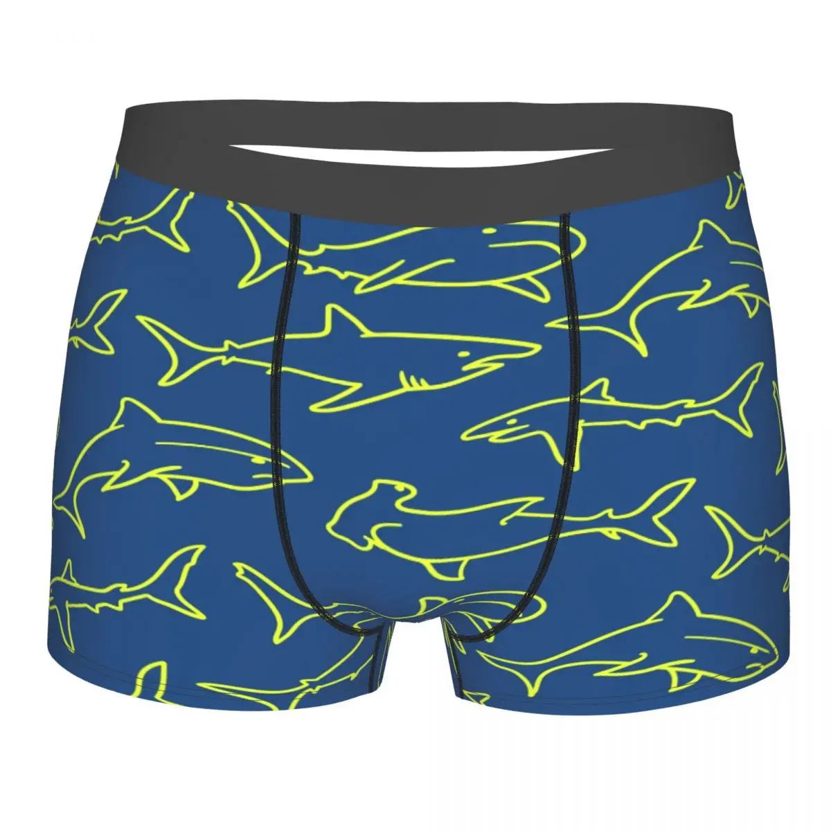 Boxer Men Underwear Male Panties Swimming Sharks Navy Print Shorts Boxer Comfortable Shorts Homme