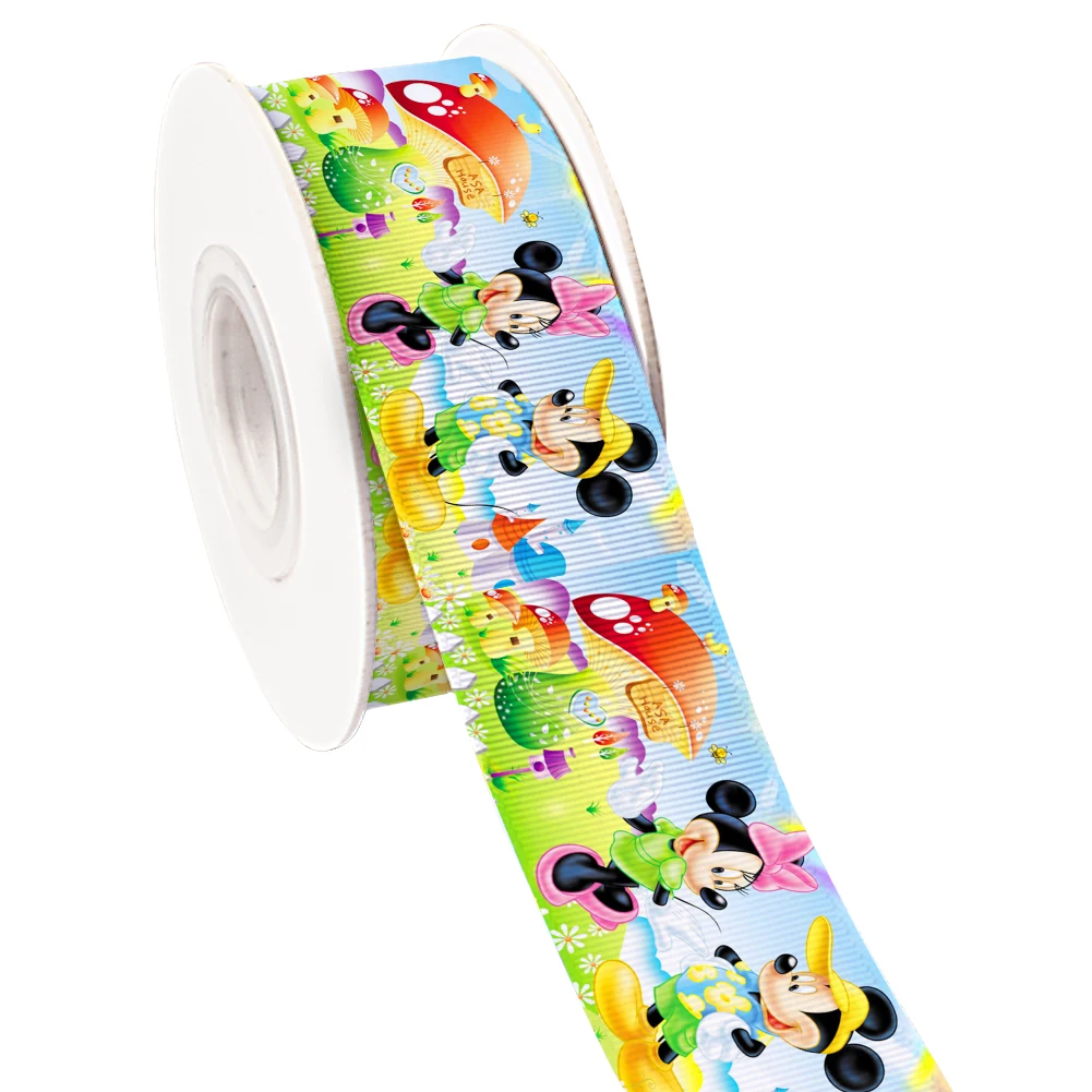 

10 Yards Eco-friendly Shades of Disney Minnie Mickey Printed Satin Grosgrain Ribbon for Girl Headwear Hair Bows