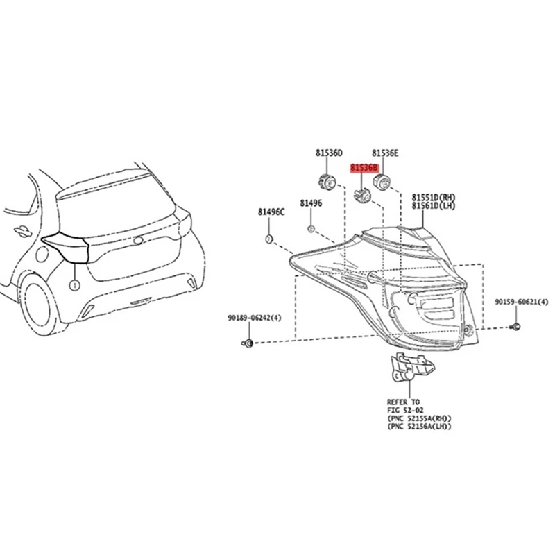 Фото Задний фонарь дневного света, модуль поворотника 81536-12D30 для Toyota Corolla E150 2006-2013 Cross 2019-2021, комбинация задних фонарей дневного света №3