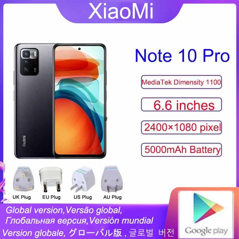 Xiaomi Redmi Note 10 pro смартфон, экран 1100 дюйма, android 11-6,5, 5000 мАч