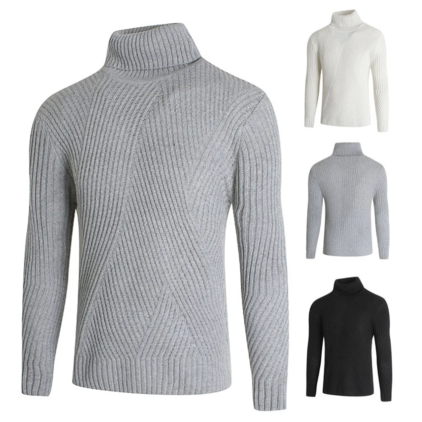 

Men's Solid Sweater Clothing Autumn Winter Casual Full Sleeve Pullover Male Soft Warm Solid Kintwear Turtleneck Men