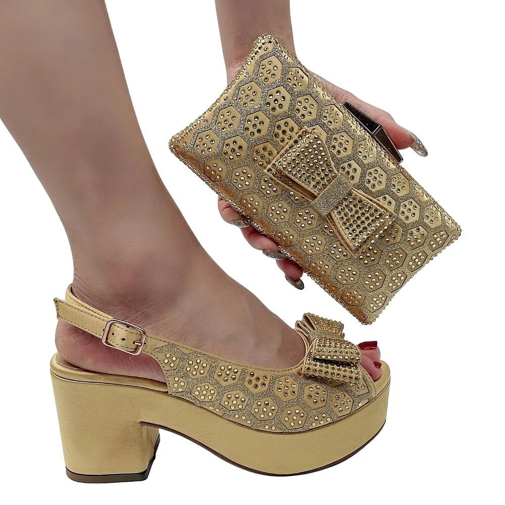 Burgundy Wedding Pumps Shoe and Bag Set Lady Bling Bling Top Brand 41 42 Chunky Heel and Purse Italian Mules Shoe with Purse Set