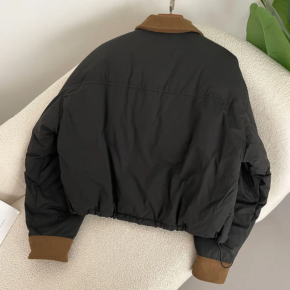 Женский короткий пуховик с отложным воротником теплый повседневный на 2024 белом