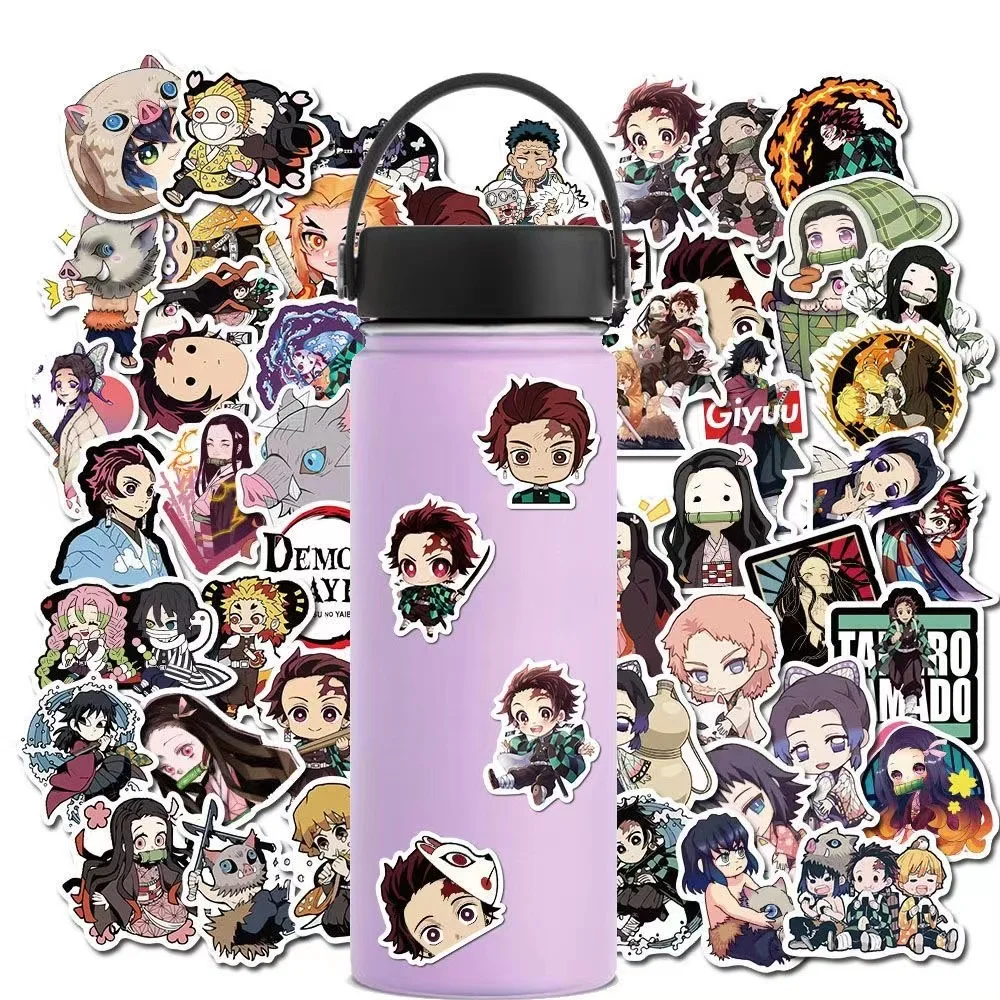 

50pcs Anime Demon Slayer Sticker Kimetsu No Yaiba Waterproof PVC Skateboard Luggage Motorcycle Vinyl Wall Decals Kid DIY Toys