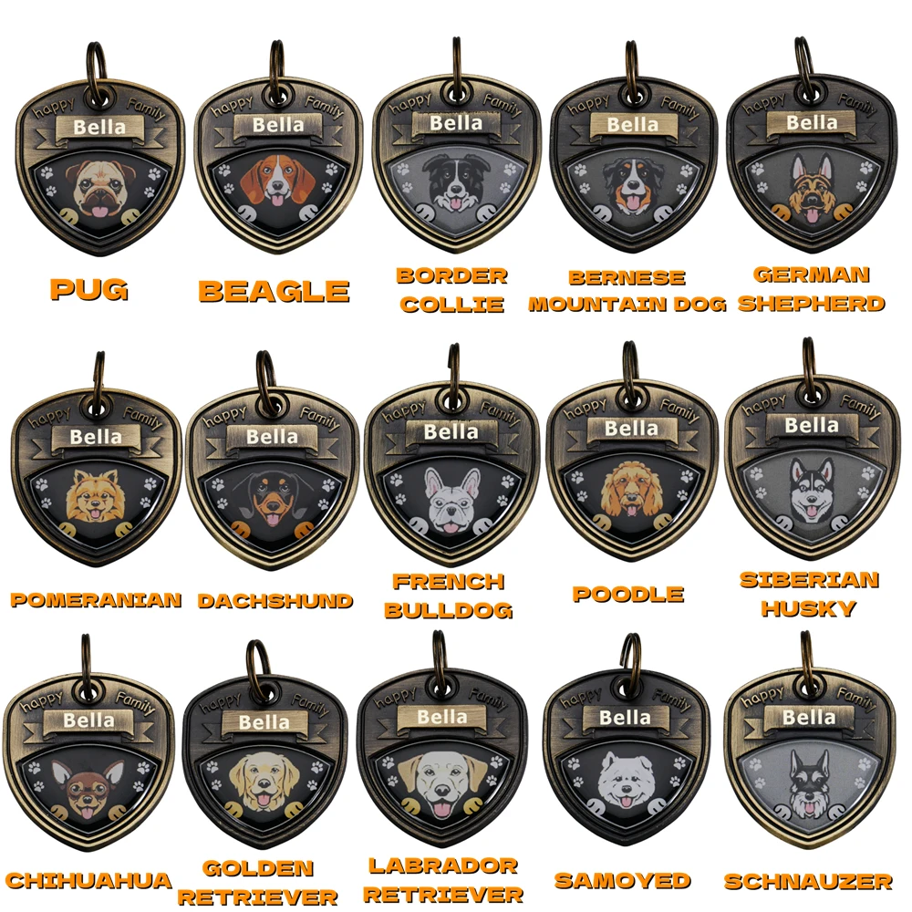 

Personalized Pet ID Tags Copper Customized Name Dog Collars Tag Poodle Labrador Schnauzer Collar Kitten Puppy Tag Pet Supplies