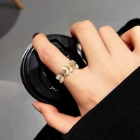 simple fashion gold color feather leaf adjustable ring exquisite jewelry ring for women party wedding engagement gift