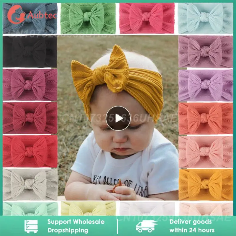 

3/Children Seamless Super Soft Jacquard Nylon Headband Baby Headband Cute Princess Hair Accessories Bow Turband