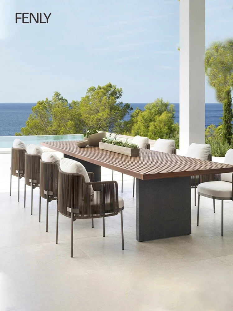 Роскошная уличная садовая мебель из ротанга тикового дерева уличный стол и Набор