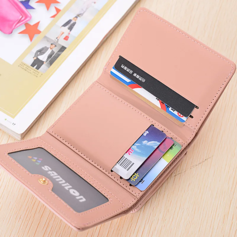 2020 new wallet female short Korean version of small fresh and lovely 30% ladies coin purse short wallet female bagOrgan card pa