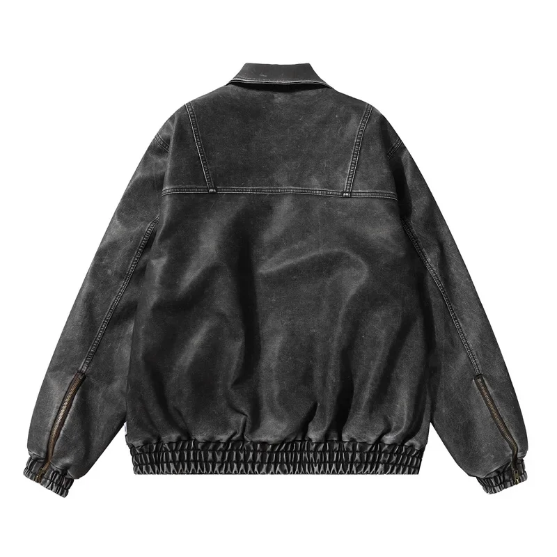 Осень/зима винтажная мужская уличная модная свободная кожаная куртка в