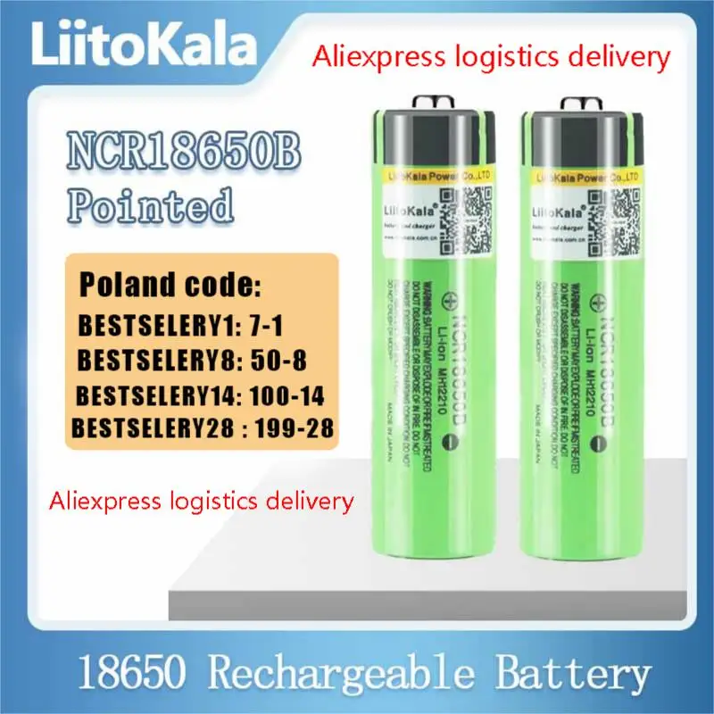 

Литиевая аккумуляторная батарея liitokala NCR18650B, 100% в, 3,7 мАч