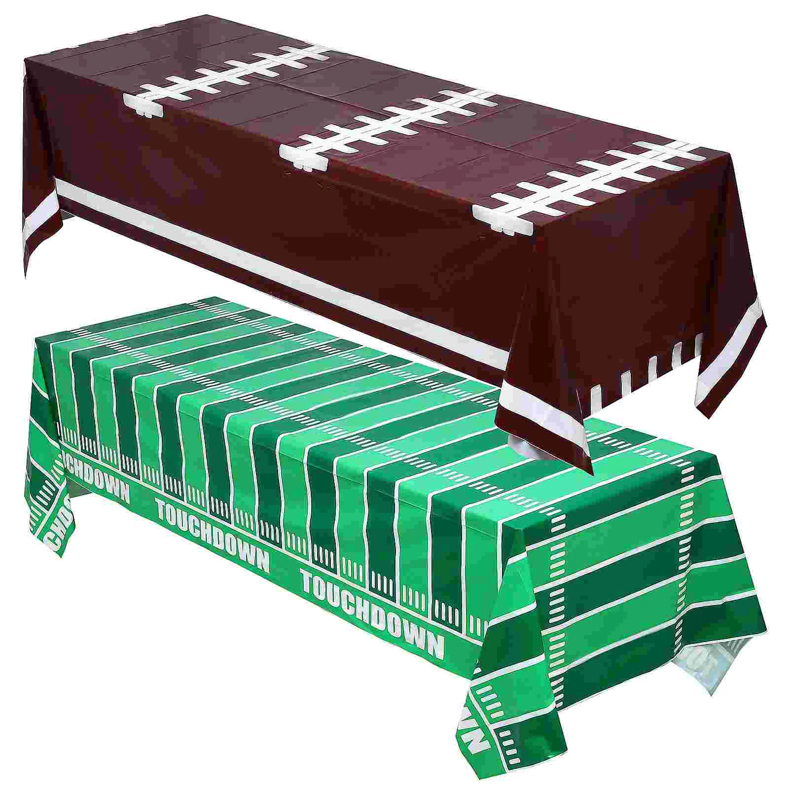 

2 Pcs Christmas Plastic Tablecloths Covers Rugby Party Decorations Sports Rectangular Football Pe Field