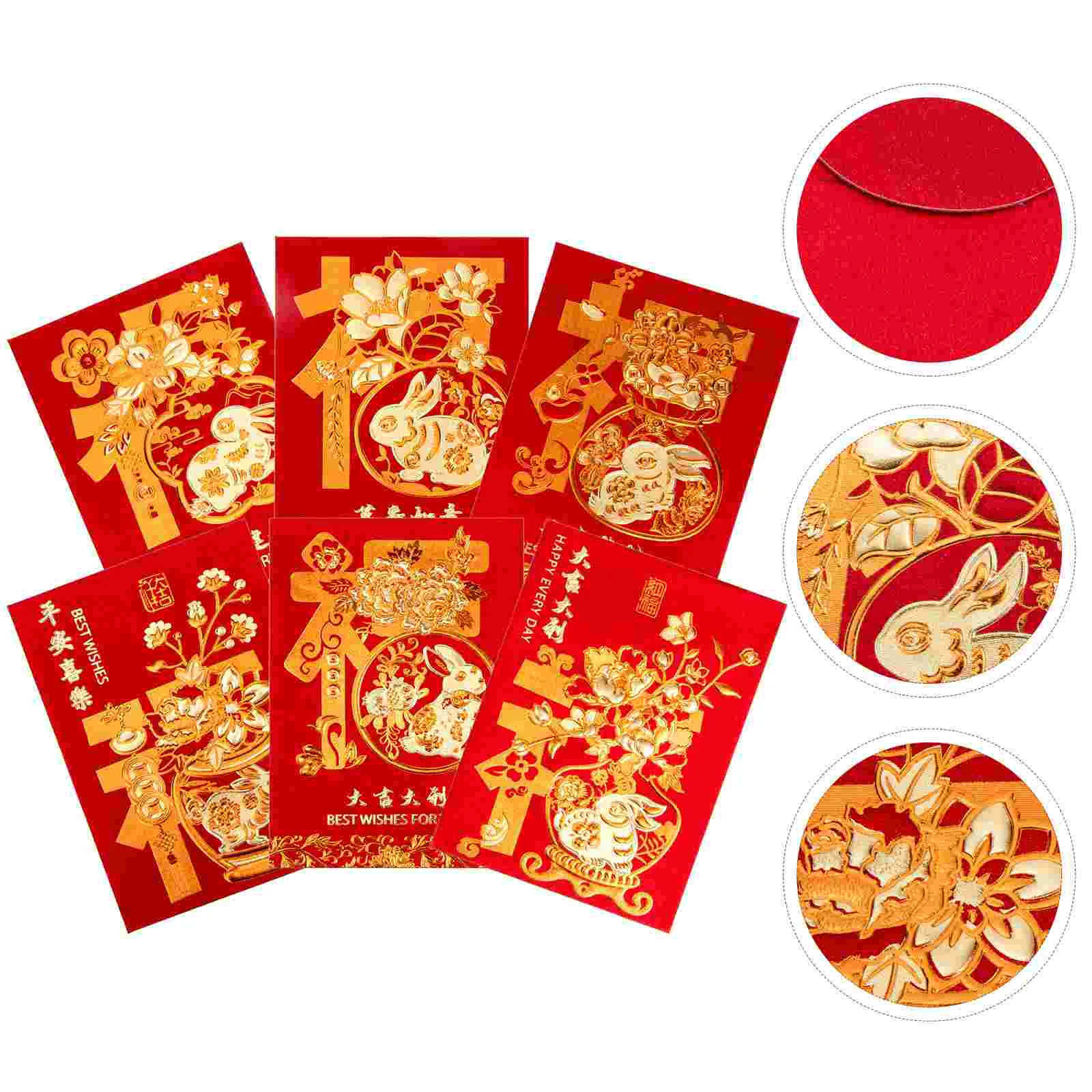 

Red Envelopes Year Chinese Money New Packets Envelope Rabbit Packet Pocket Paper Festival Bag Lucky Bunny Spring Lunar Pattern