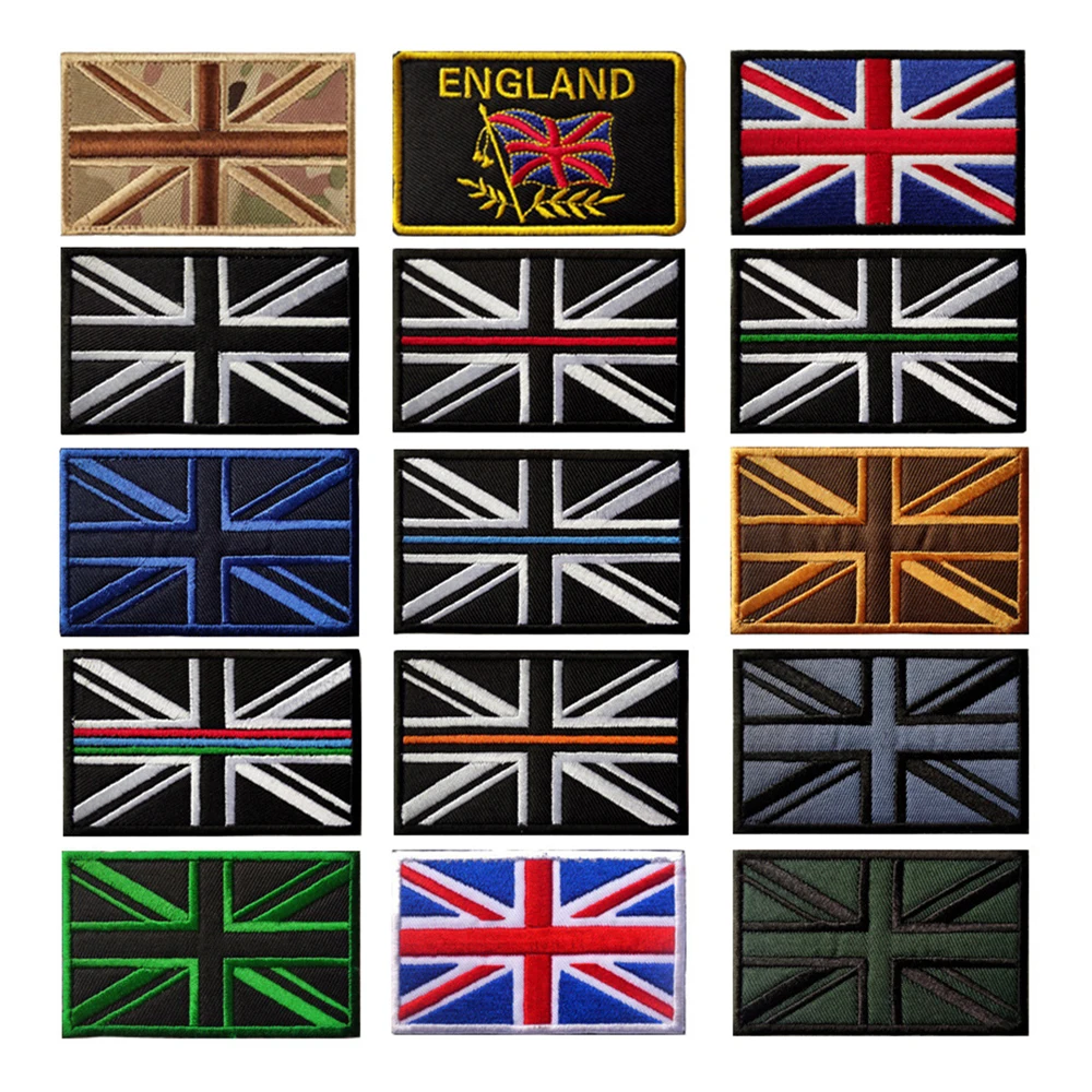 

British Flag Embroidery Patch Hook and Loop Military Tactical Morale Badge Rice Flag Clothing Accessories Armband Cloth Stickers