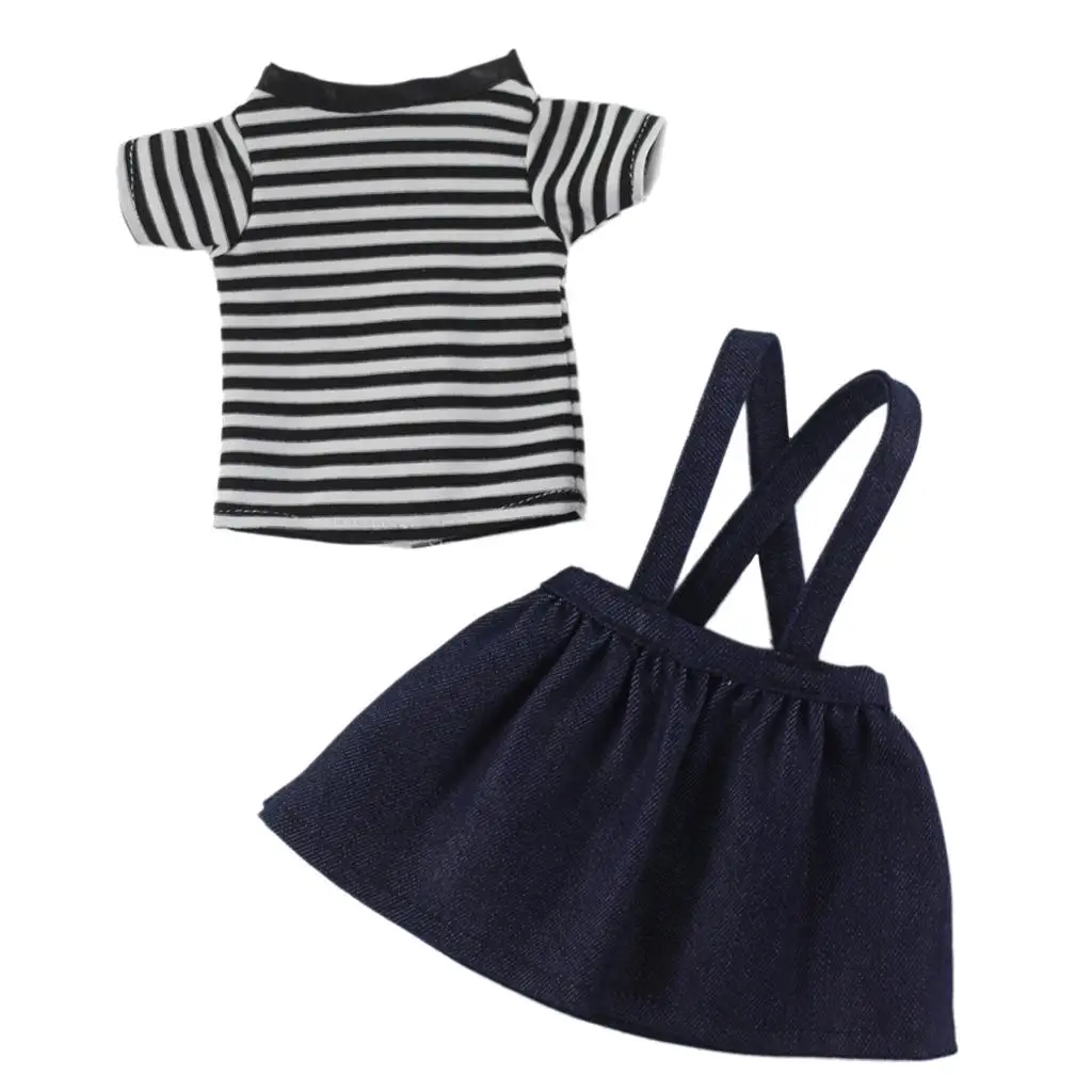 

Striped T-shirt & Shoulder Strap Miniskirt Set for 14.5'' American Doll Doll