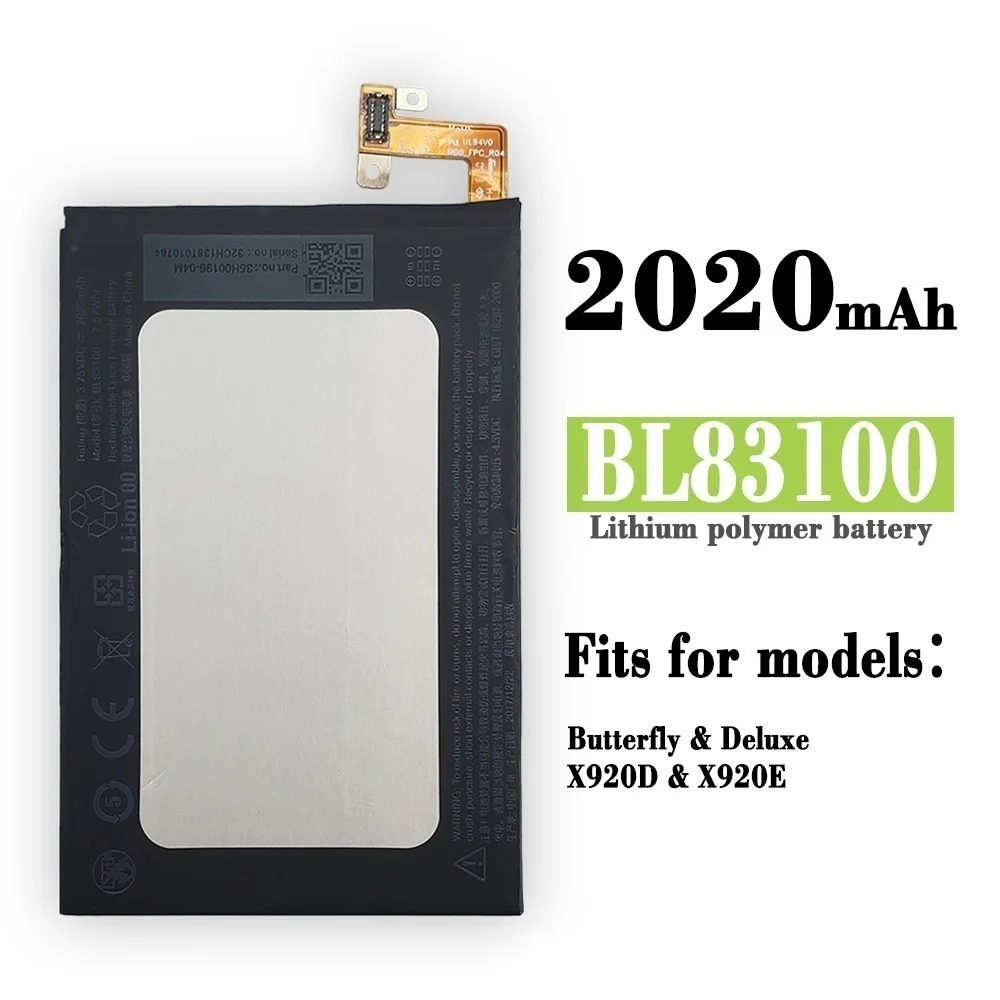 

2020 mAh BL83100 Battery for HTC Butterfly X920e X920d Droid Dna Mobile Phone Batteries + Tools