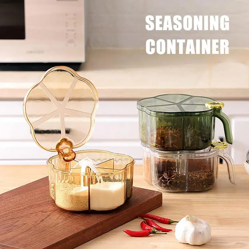 

High Quality Seasoning Storage Box Elegant Spice Jars With 5 Grids Anti Slip Condiment Storage Container Pot For Kitchen Food