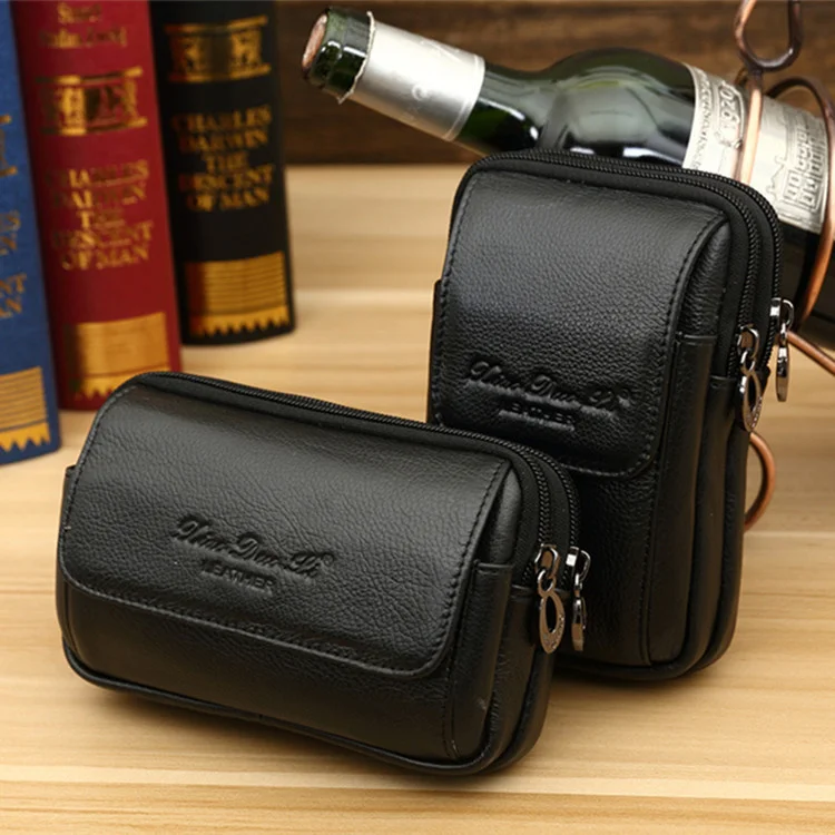 

Leather Mobile Phone Waist Bag Wearing Belt for Men's 5/5.5/6-inch Mobile Phone Bag Cow Leather Small Waist Bag