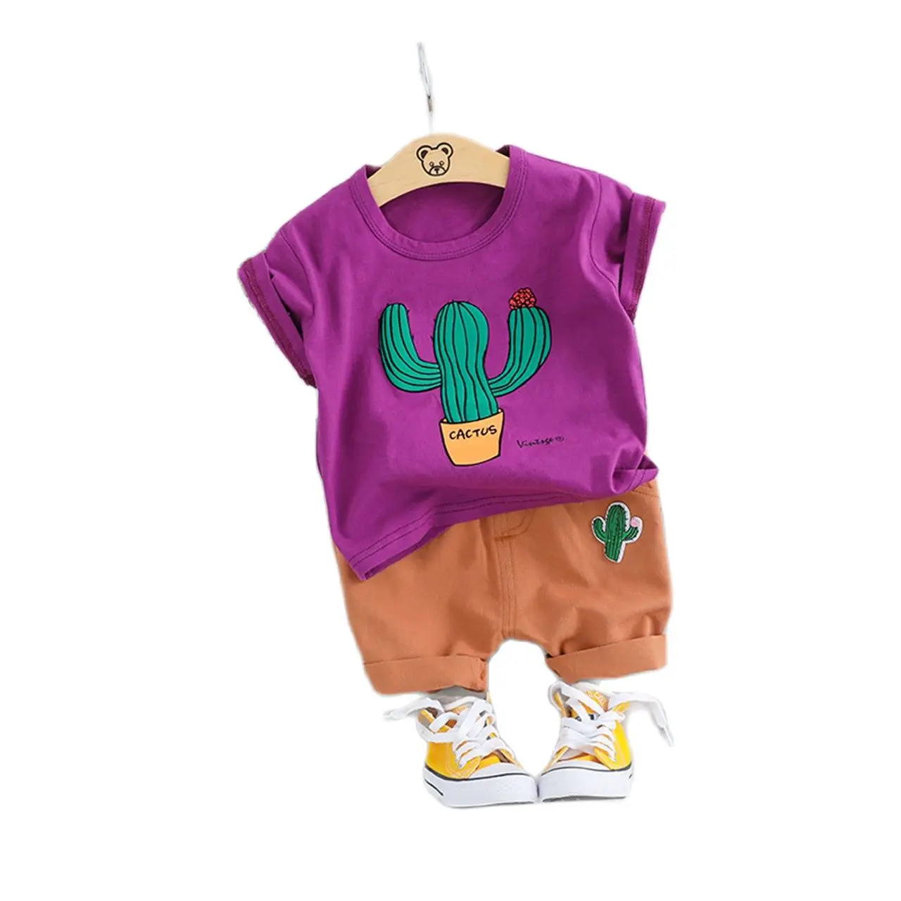 

Boys Summer Clothing Toddler Boy 2022 Short Clothes Cactus O-neck T-shirt + Shorts Sets Baby Kids Clothes