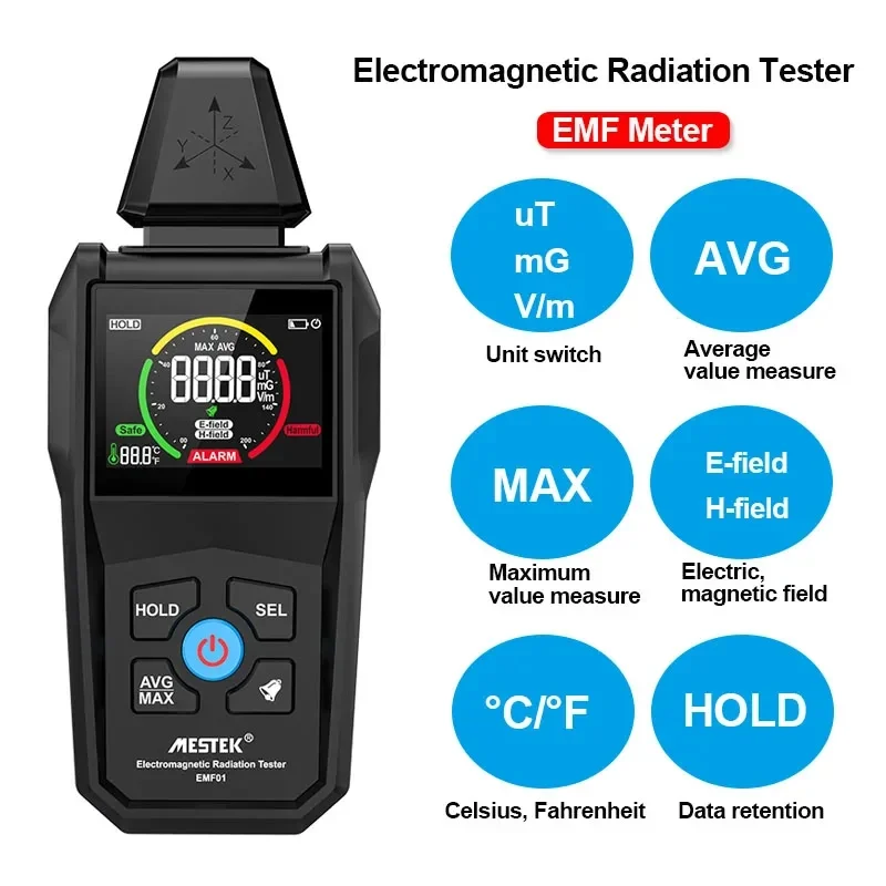 Измеритель EMF измеритель радиации с цифровым цветным экраном бытовой тестер