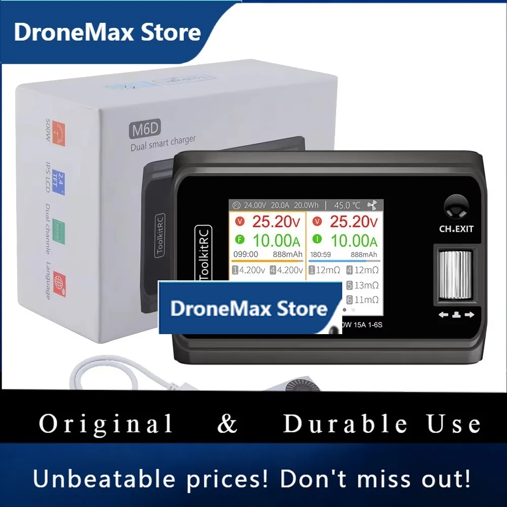 Фото DroMaToolkitRC M6D 500W 15A DC двухканальное мини-умное зарядное-разрядное устройство с блоком питания для 1-6S LiPo аккумуляторов FPV моделей Vs M №2