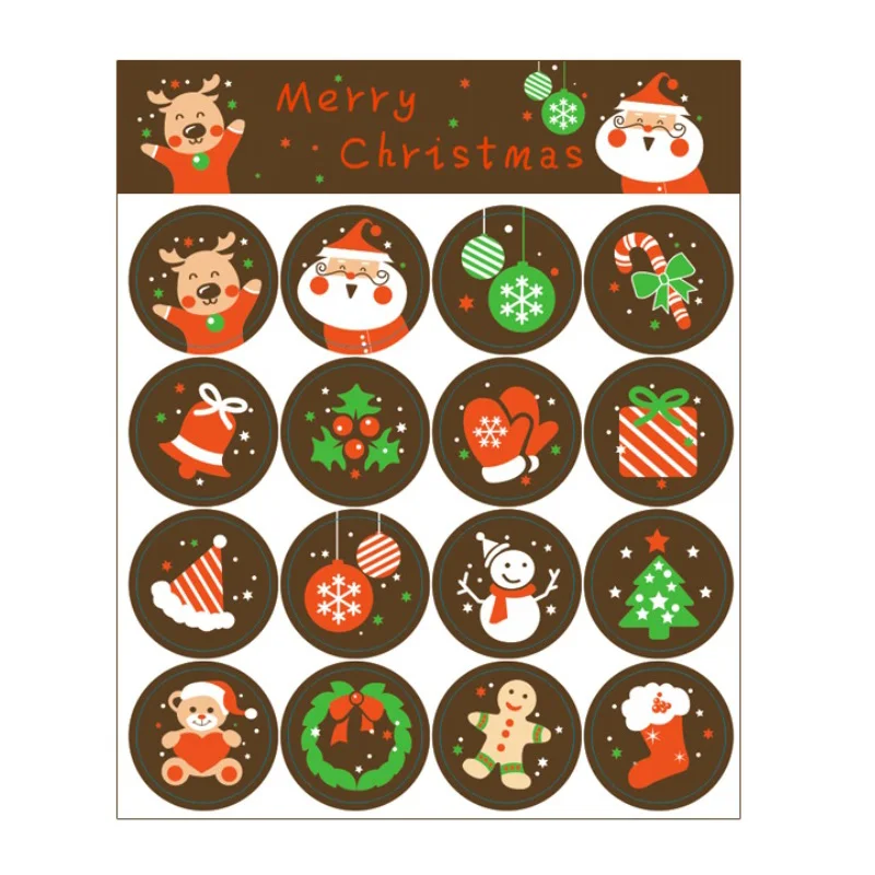 

Merry Christmas Stickers Snowman Gingerbread Man Cookie Bags Sticker Labels for Christmas Wrapping Supplies Packaging Decoration