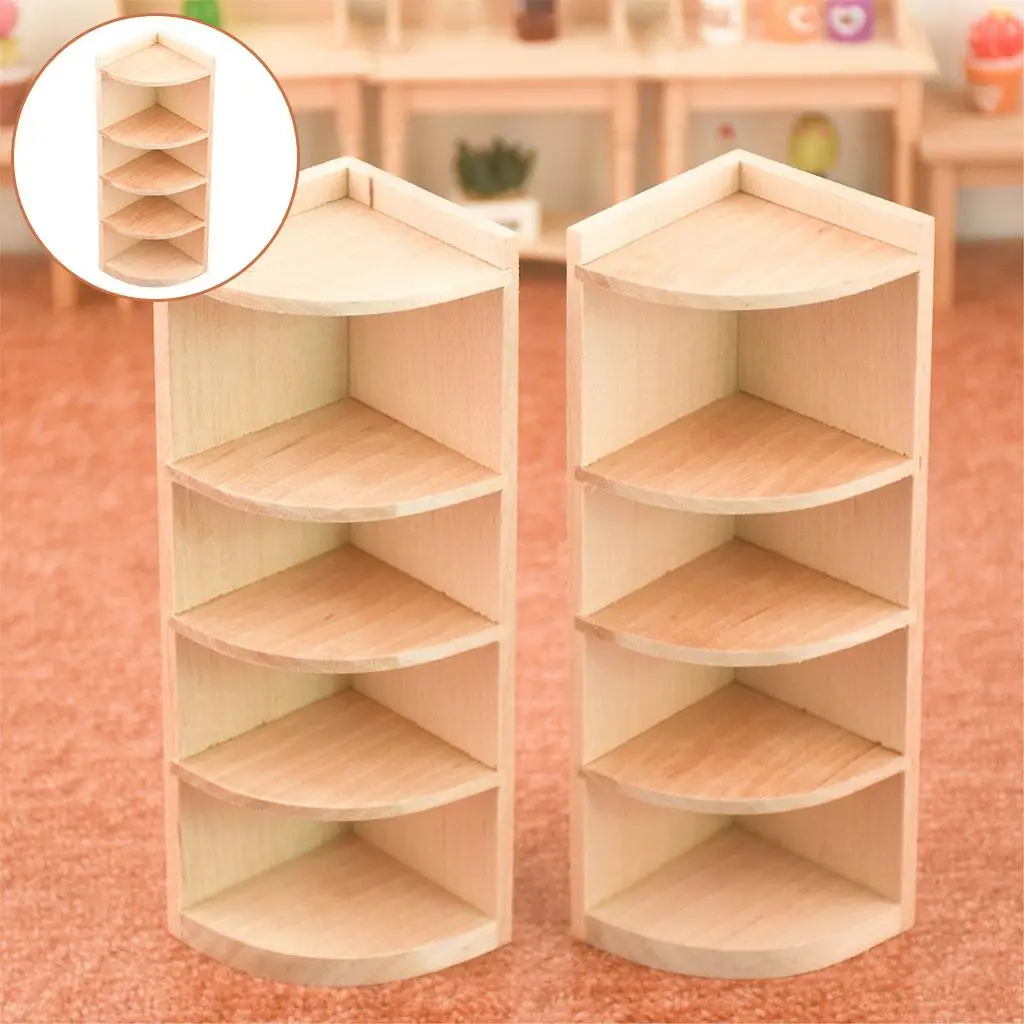 

Dollhouse Furniture Wooden Multi Layer Storage Corner Cabinet 1/12 for Potted Landscaping Window Display Children