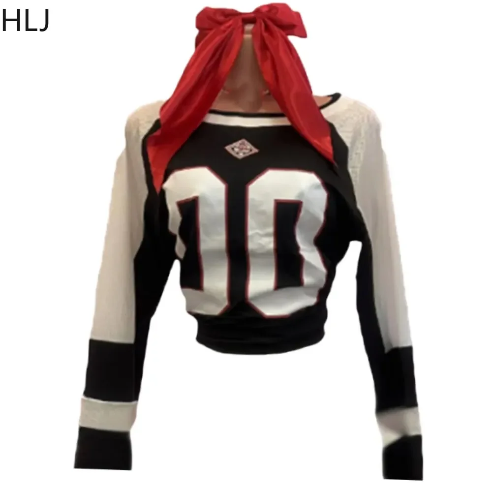 HLJ Модная уличная одежда для женщин Укороченный топ с длинными рукавами и