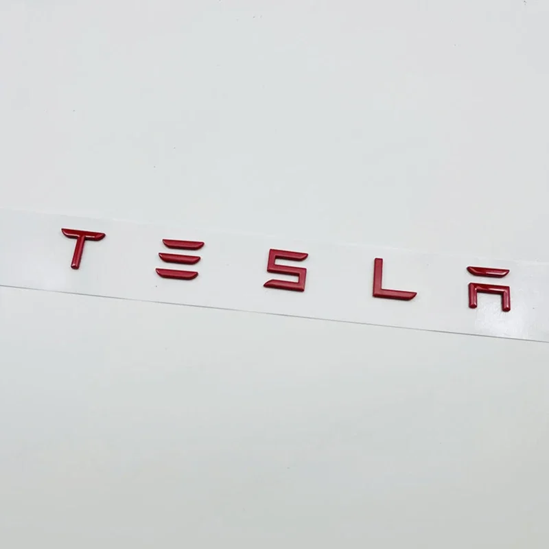 

3D ABS буквы Tesla Logo Carbon Chrome Черный Красный значок на задний багажник автомобиля Наклейки для Tesla Model 3 Y X S Наклейки на заднюю панель Аксессуары