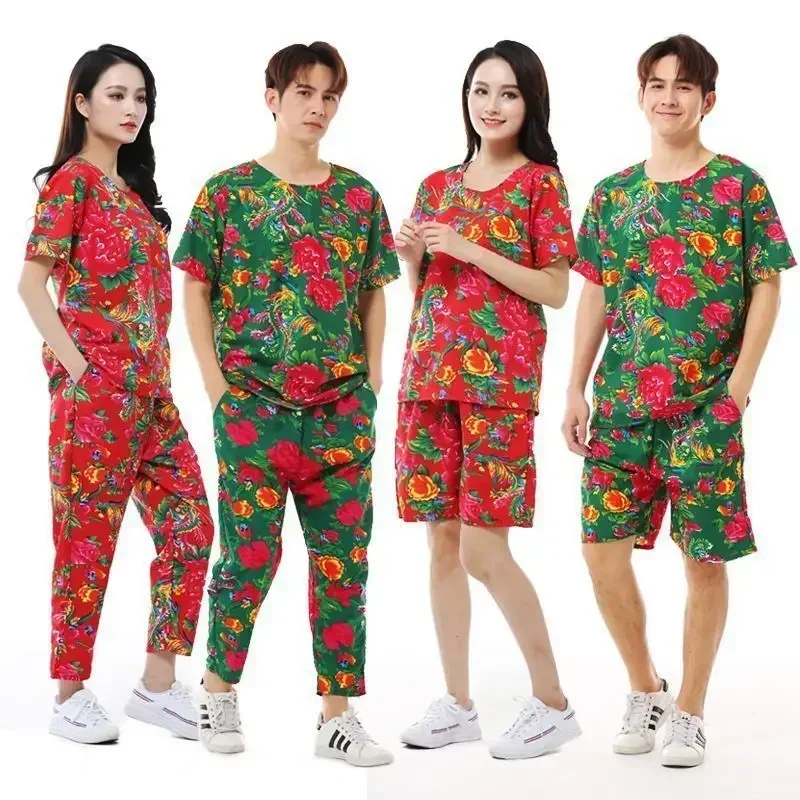 

Northeast China big flower cloth clothing street dance short sleeve T-shirt ES(Origin) IT(Origin) FR(Origin) DE(Origin)