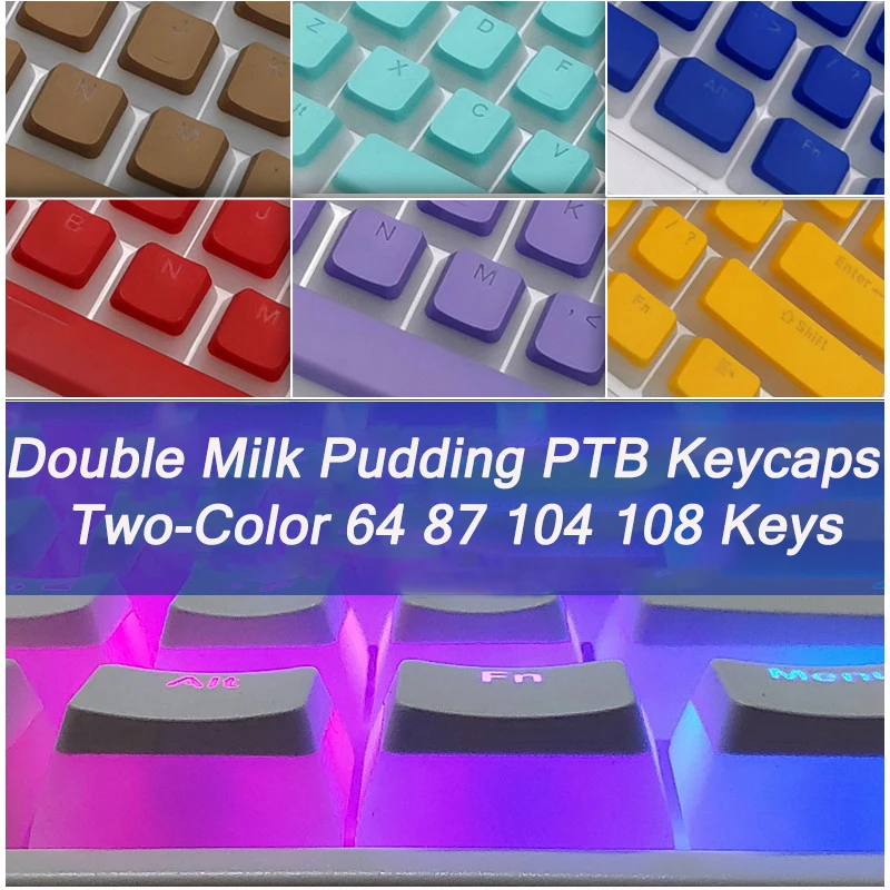 

Pudding PBT Keycaps Mechanical Keyboard Double Shot Skin Milk 104 108 Key RGB Backlight OEM Profile pbt Keycap Gamer Mx Switch