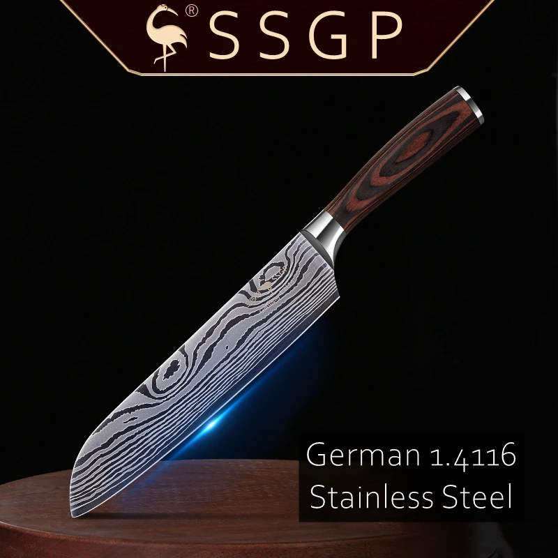 LFGB сертификат дамасский шаблон эргономичный кухонный инструмент из стали Mo-V