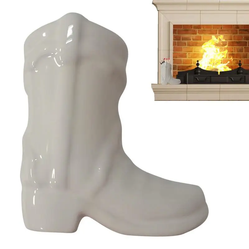 Boot Shape Ceramic Match Jar For Candle Fireplace Kitchen Lo