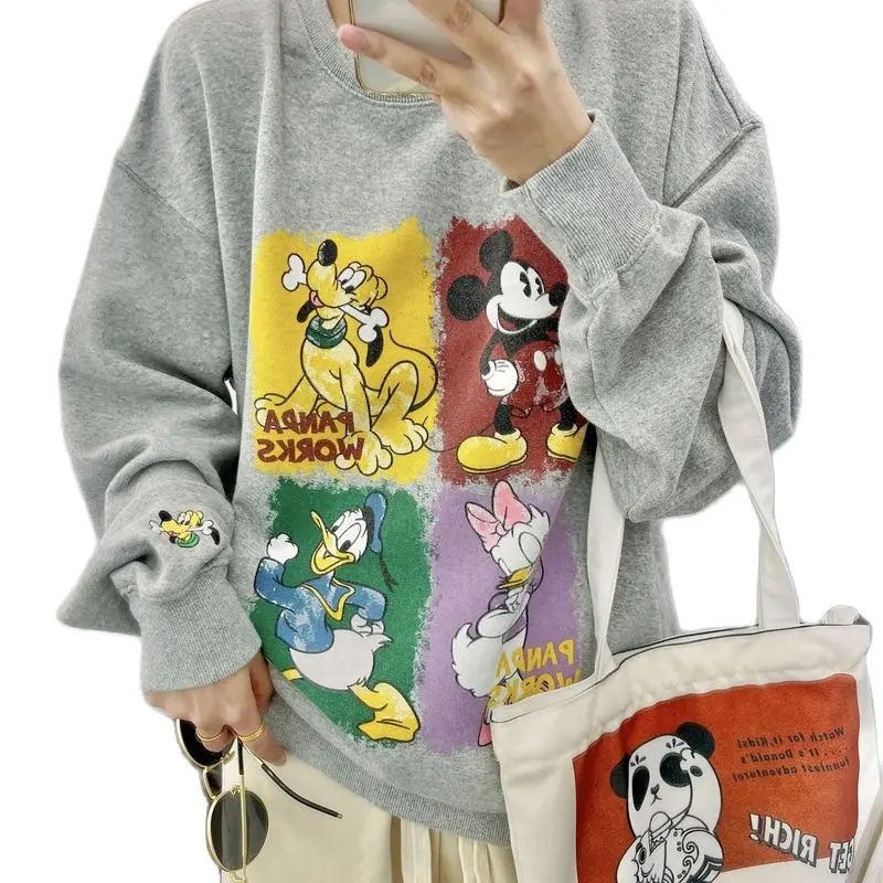 Disney Mickey Sweatshirts 2022 Autumn Winter Fashion Cotton Long Sleeve Pullover Woman Korean Harajuku Loose Hoodies Streetwear