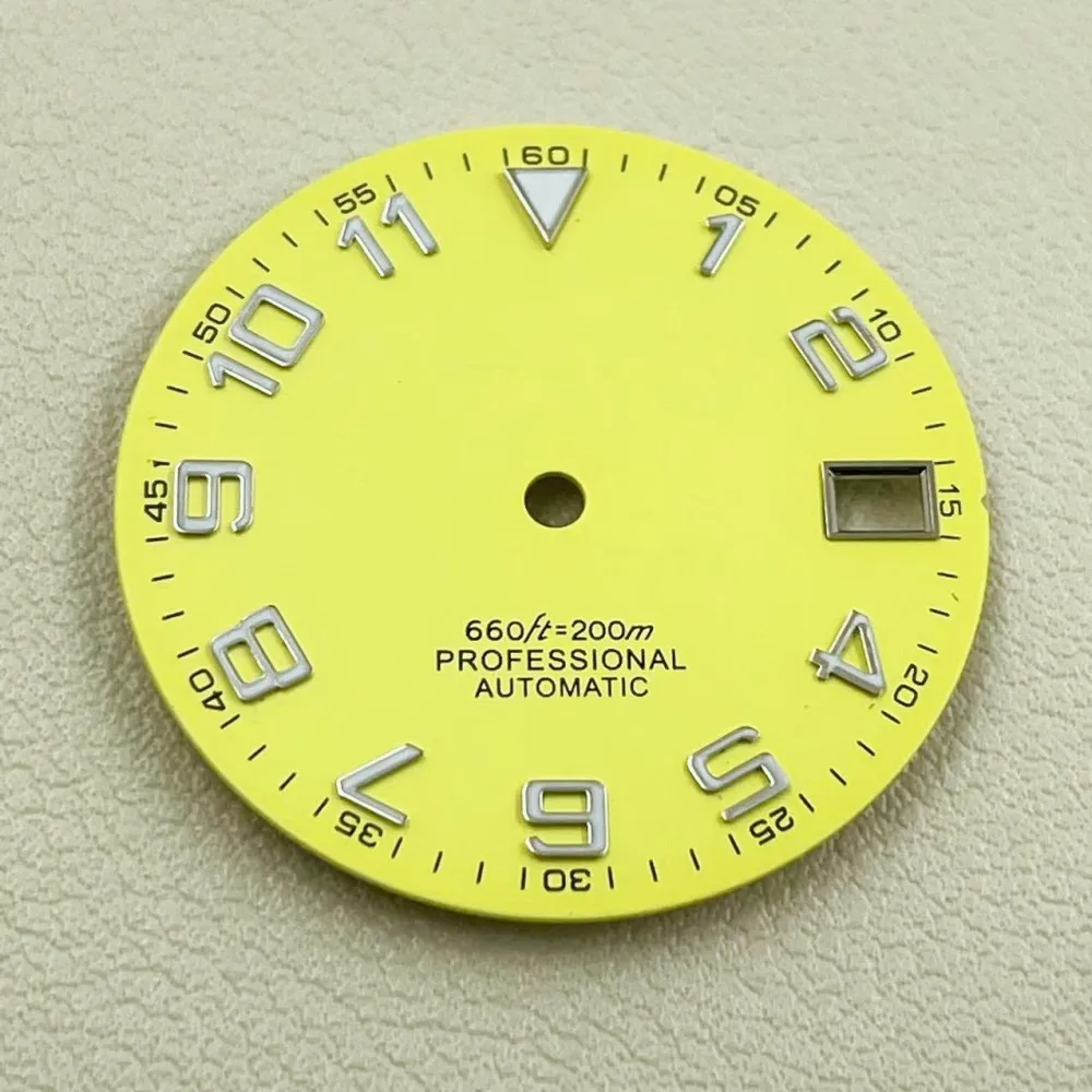 Watch modified calendar dial diameter 28.5 green luminous suitable for NH36/4R36 automatic movement literal watch accessories