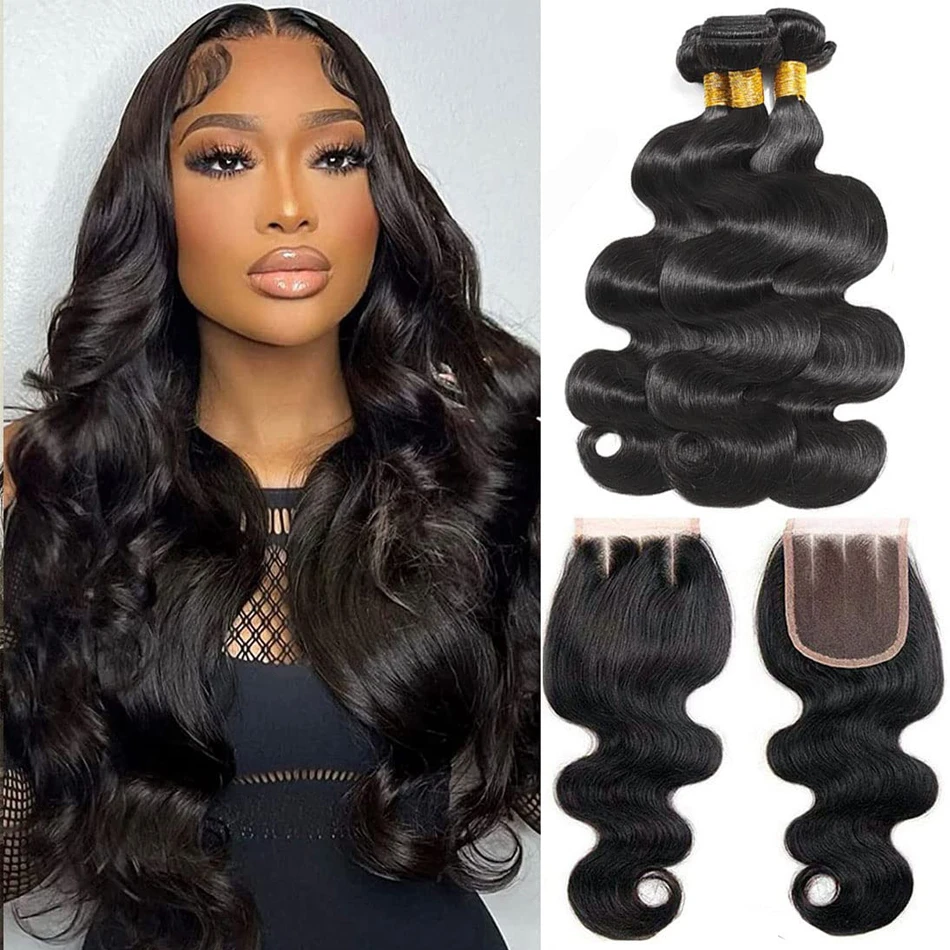 

Brazilian Hair Weave Bundles With Frontal 13x4 HD Transparent Unprocessed Virgin Human Hair Body Wave Closure With 3/4 Bundles