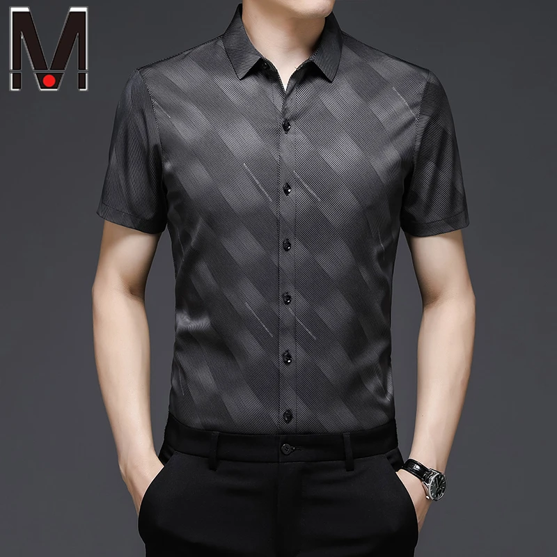 

MC Fast Shipping New Men's Short Sleeve Plaid Print Shirt Casual Short Sleeve Top