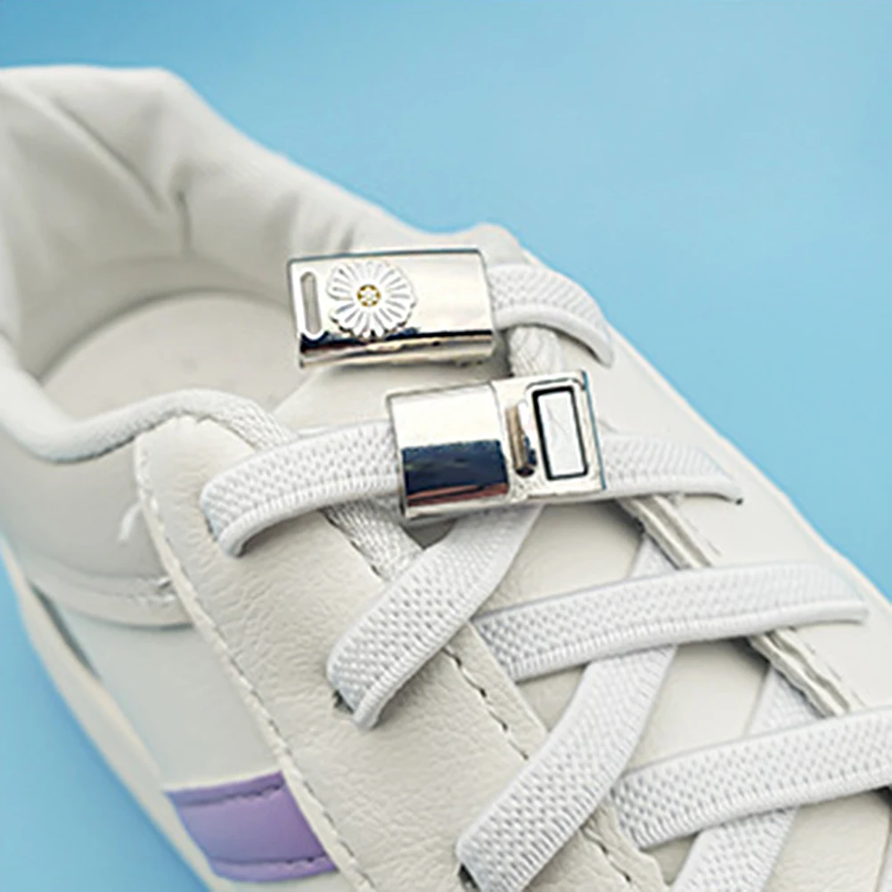 

Fashion Daisy Magnetic Lock No Tie Shoe Laces Elastic Sneakers Shoelaces Without Ties Shoelace On Magnets Kids Adult Boot Laces