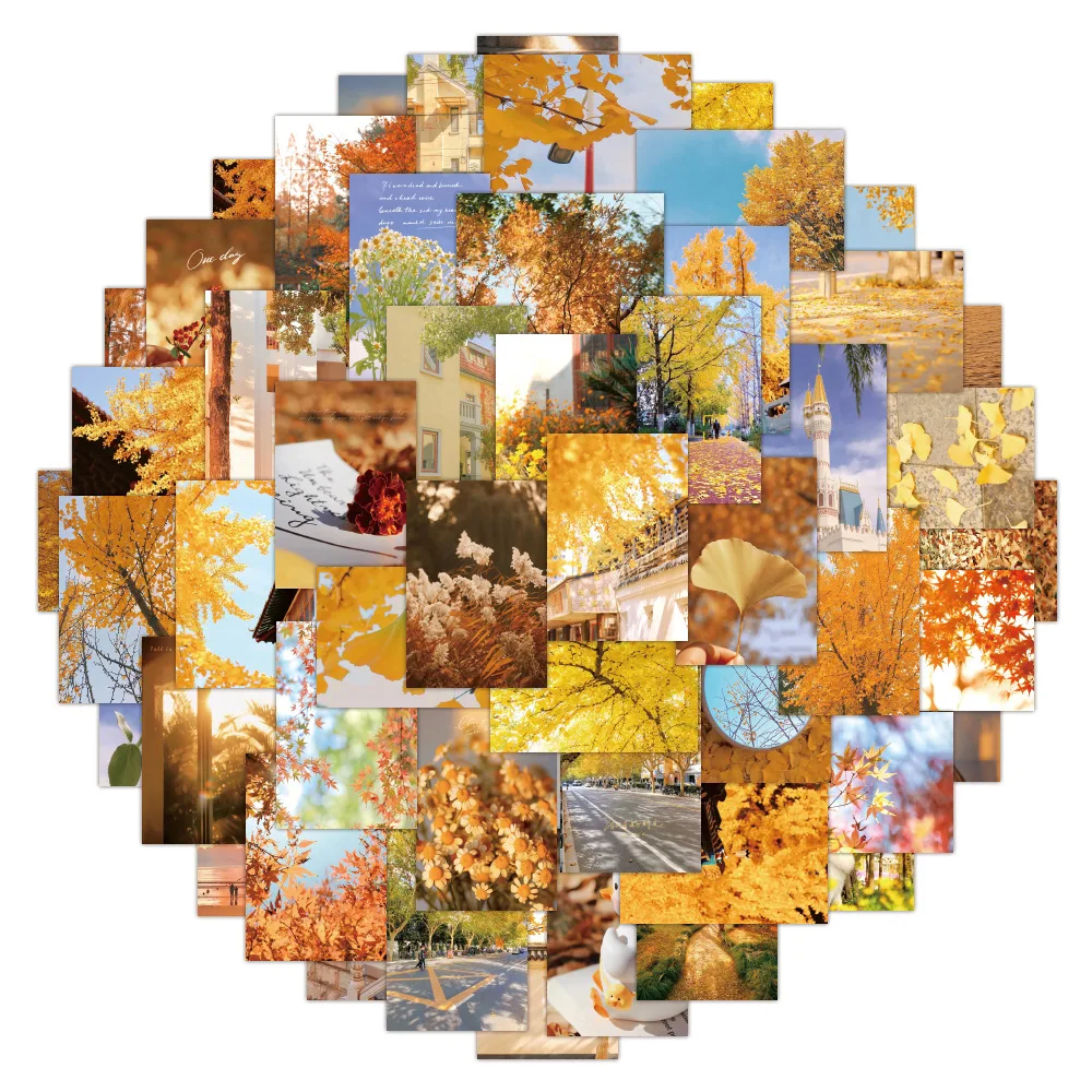 

10/30/50PCS Autumn Fading Graffiti Waterproof Sticker Cartoon Landscape Creative Trend Decorative Decal Water CupHelmetWholesale